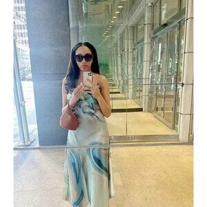 Simkhai Nelli Blue Agate Tie Dye Slip Midi Dress Size 2 | Designer Women’s Style